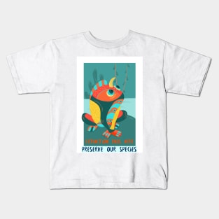 extinction ends here, preserve our species Kids T-Shirt